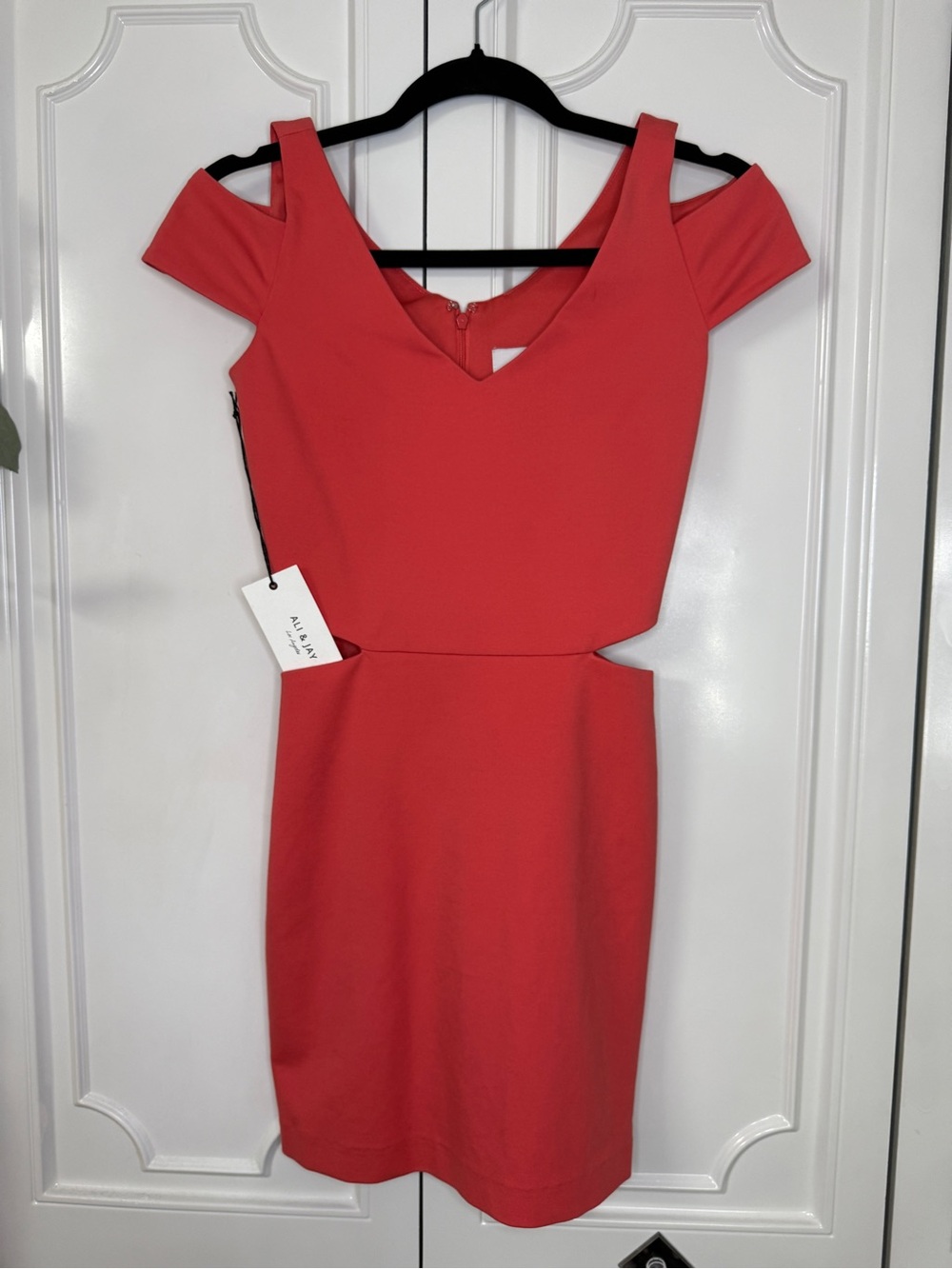 ALI & JAY Coral Cutout V-Neck Mini Dress